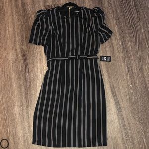 Pencil business dress with slight shoulder pads